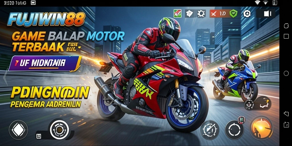 Tampak seru dari gameplay balap motor FUJIWIN88.