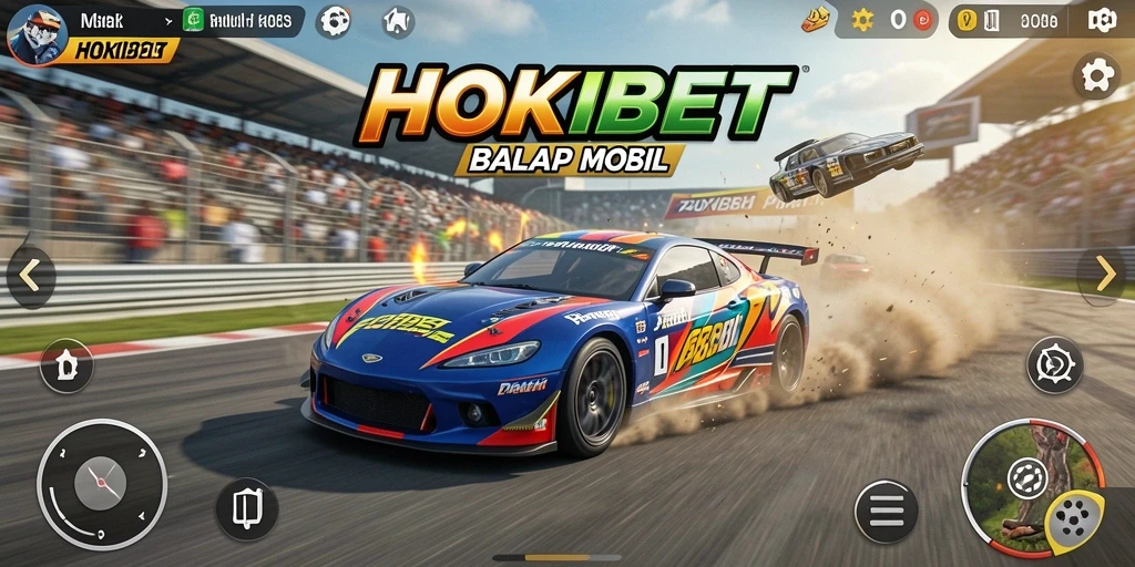 Tampilan seru dari gameplay HOKIBET yang penuh aksi balapan.