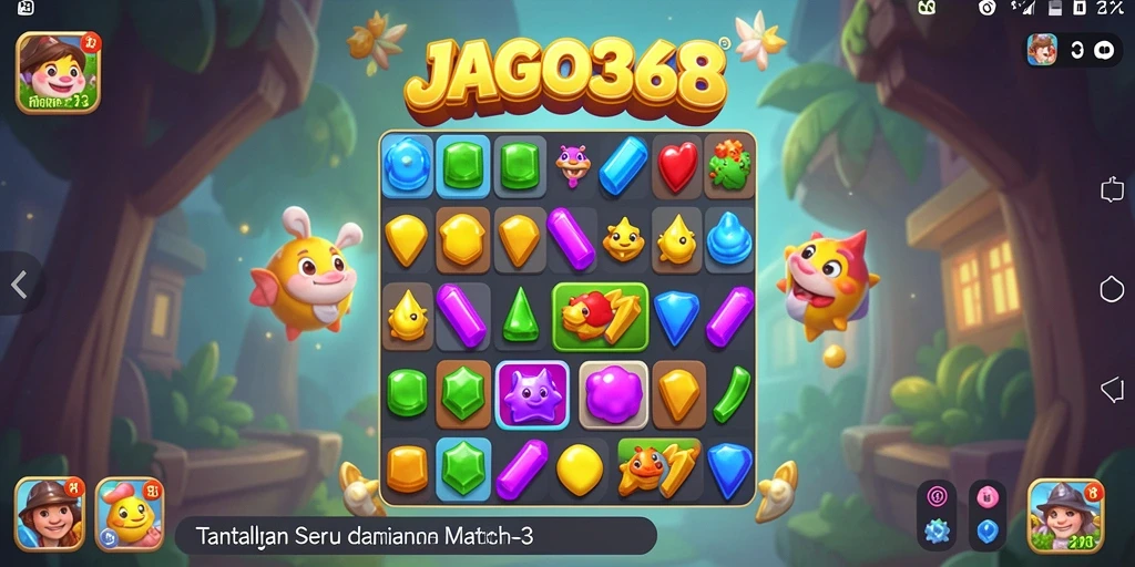 Tampilan gameplay JAGO368 yang seru dan menantang dalam Match-3.