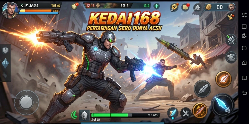Screenshot gameplay KEDAI168 menunjukkan aksi pertarungan yang mendebarkan.