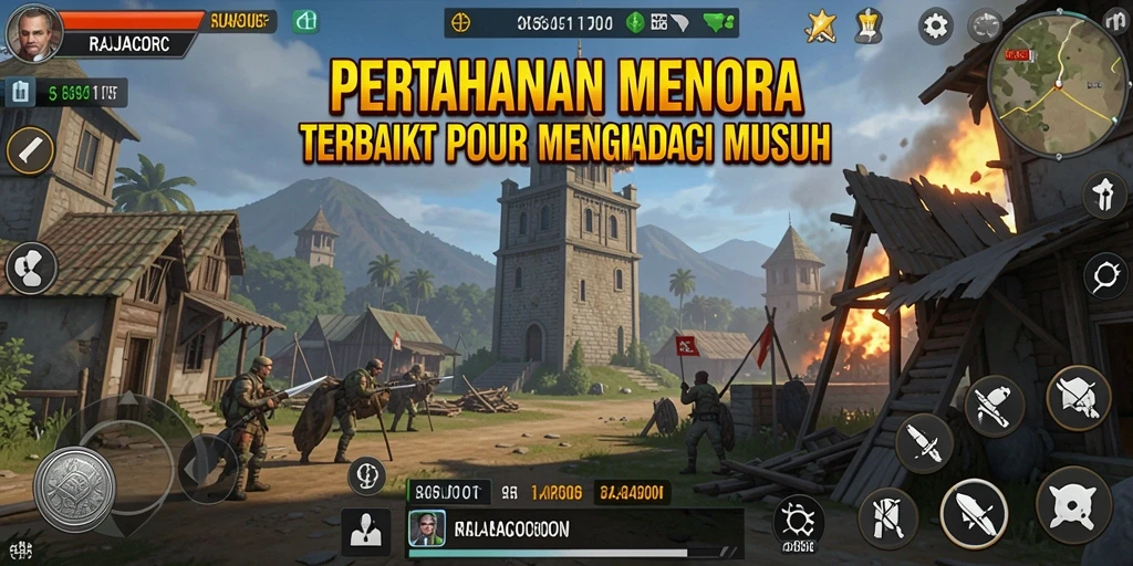 Tampilan gameplay menara pertahanan yang mendebarkan di RAJACORC.