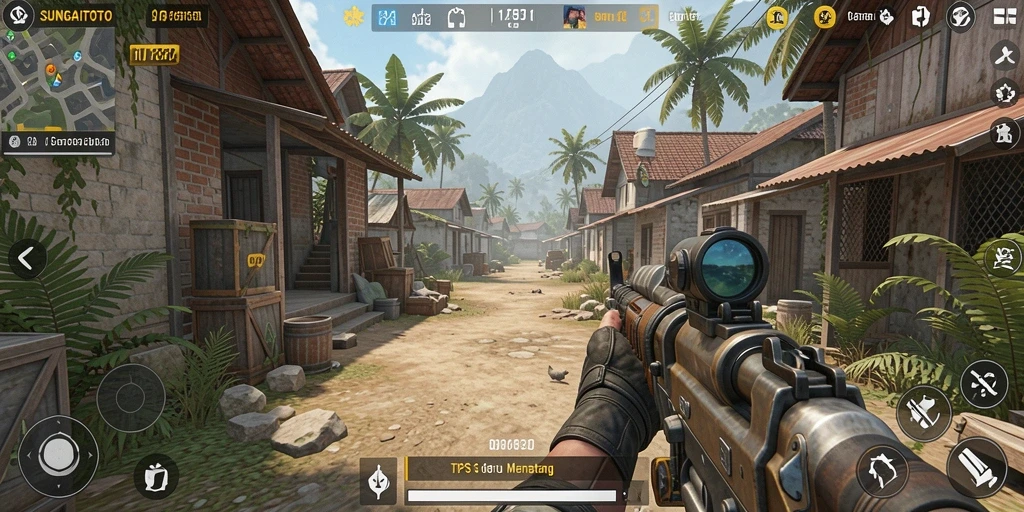 Screenshot SUNGAITOTO menampilkan aksi tembak-menembak yang seru.