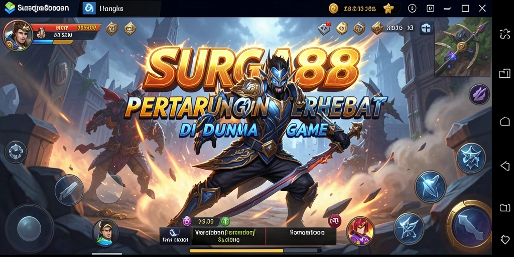 Tampilan menegangkan gameplay SURGA88 di arena pertarungan.